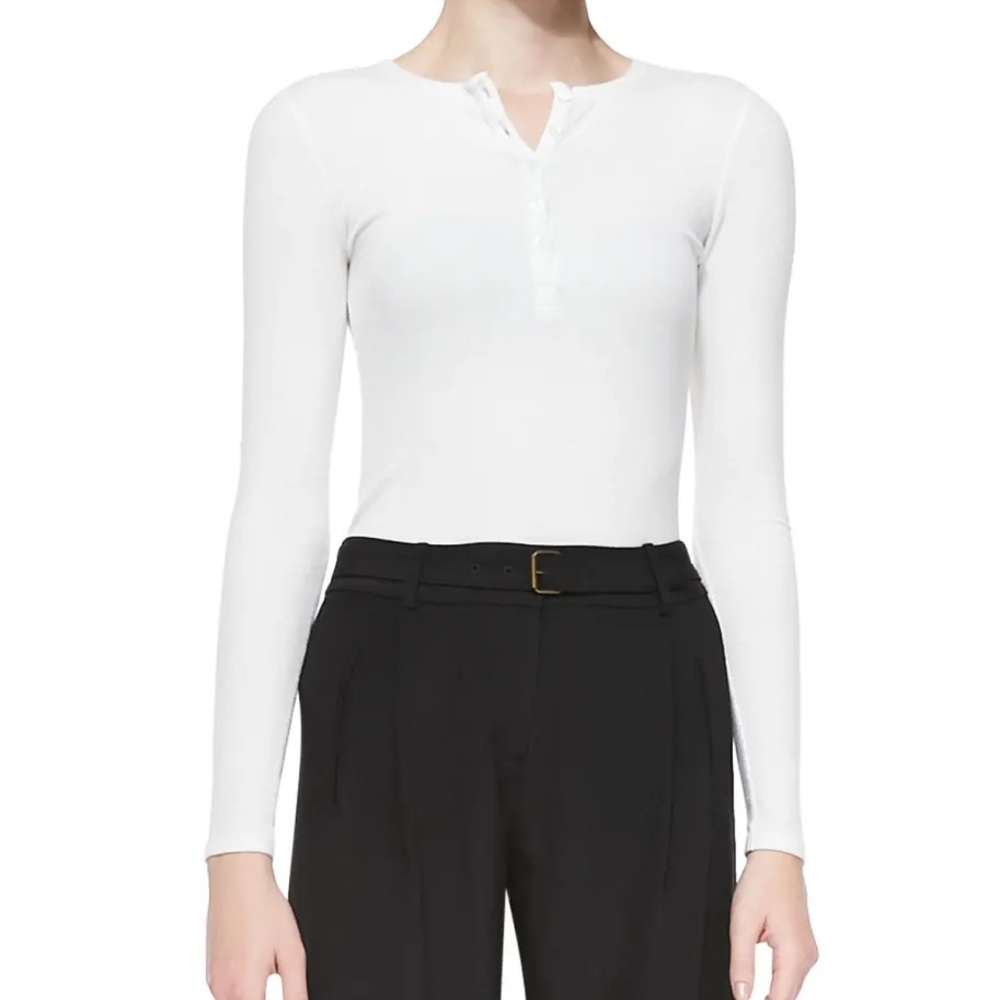 ATM Modal Rib Henley in White XS